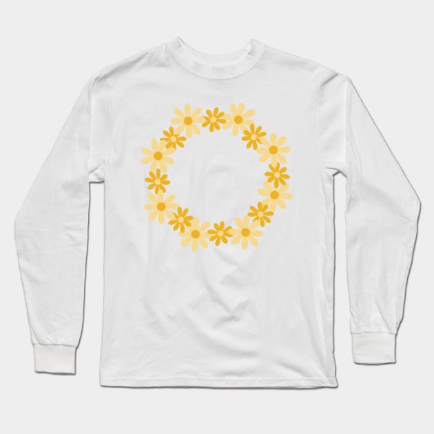 Golden Flower Wreath Long Sleeve T-Shirt by elrathia